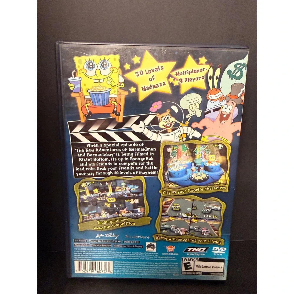 SpongeBob SquarePants Lights Camera Pants PS2 Manual Crash Twinsanity Disc WORKS